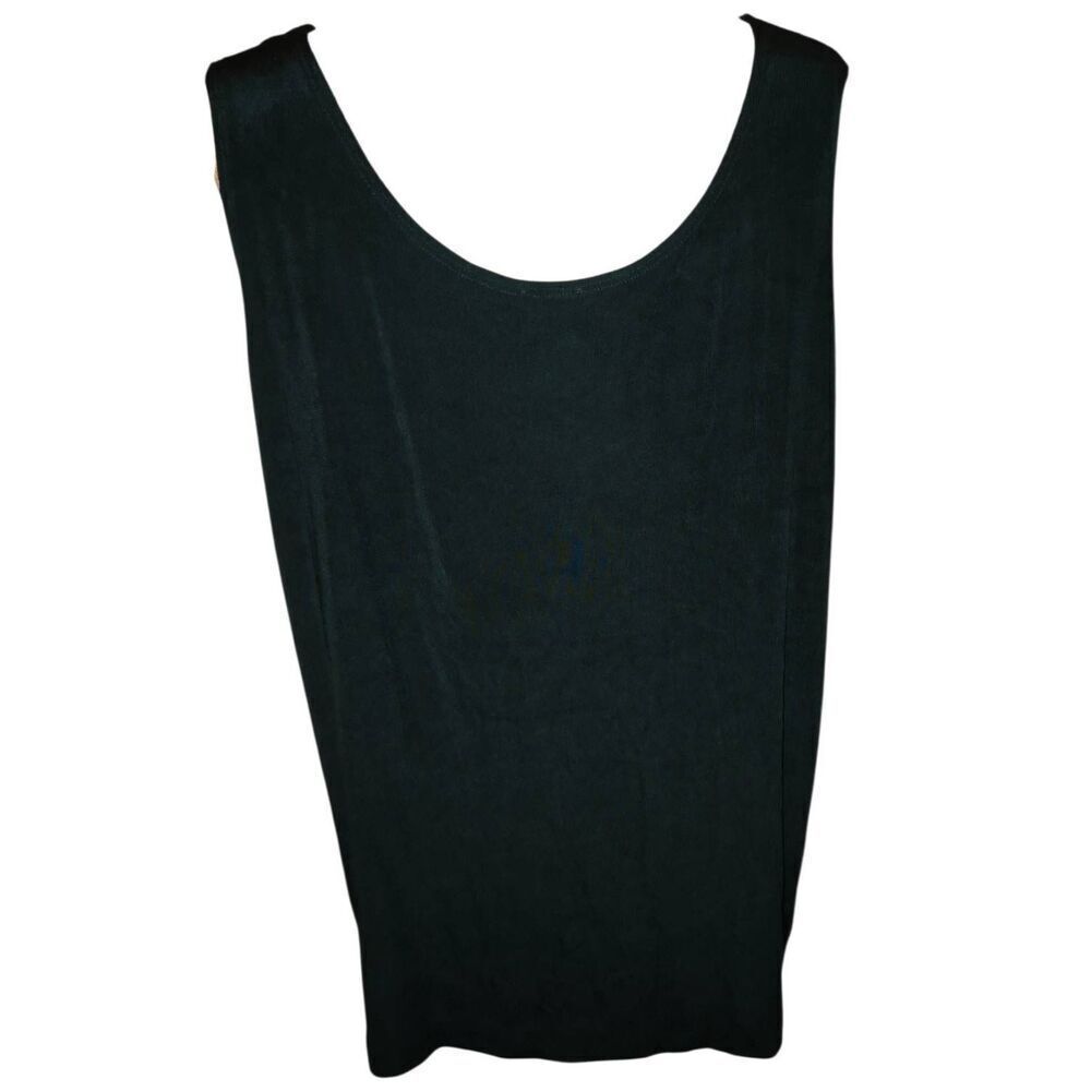 Chico’s Travelers Scoop Neck Sleeveless Dark Green Slinky Tank Top Size 3